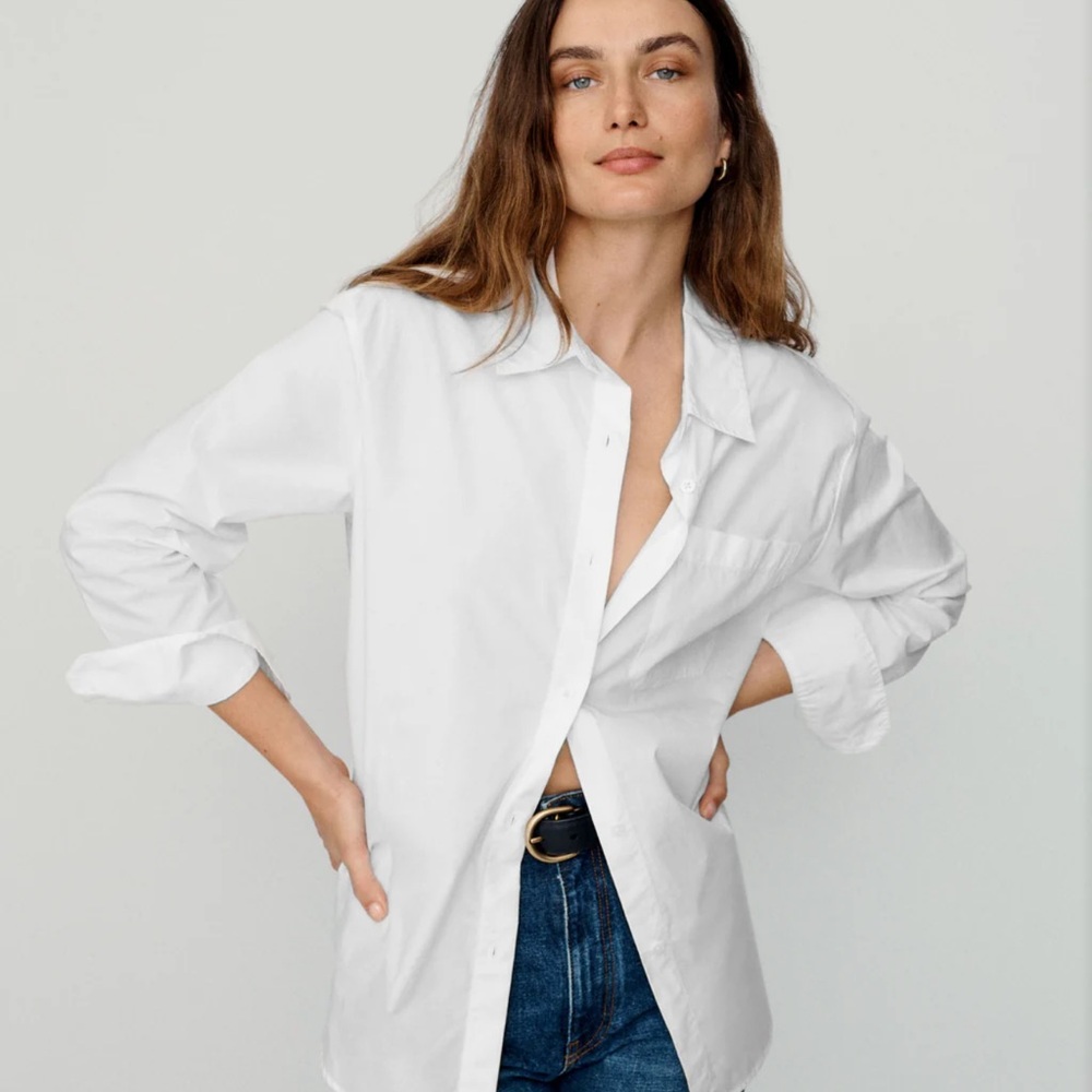 Jenni Kayne White Boyfriend Button-Down Shirt